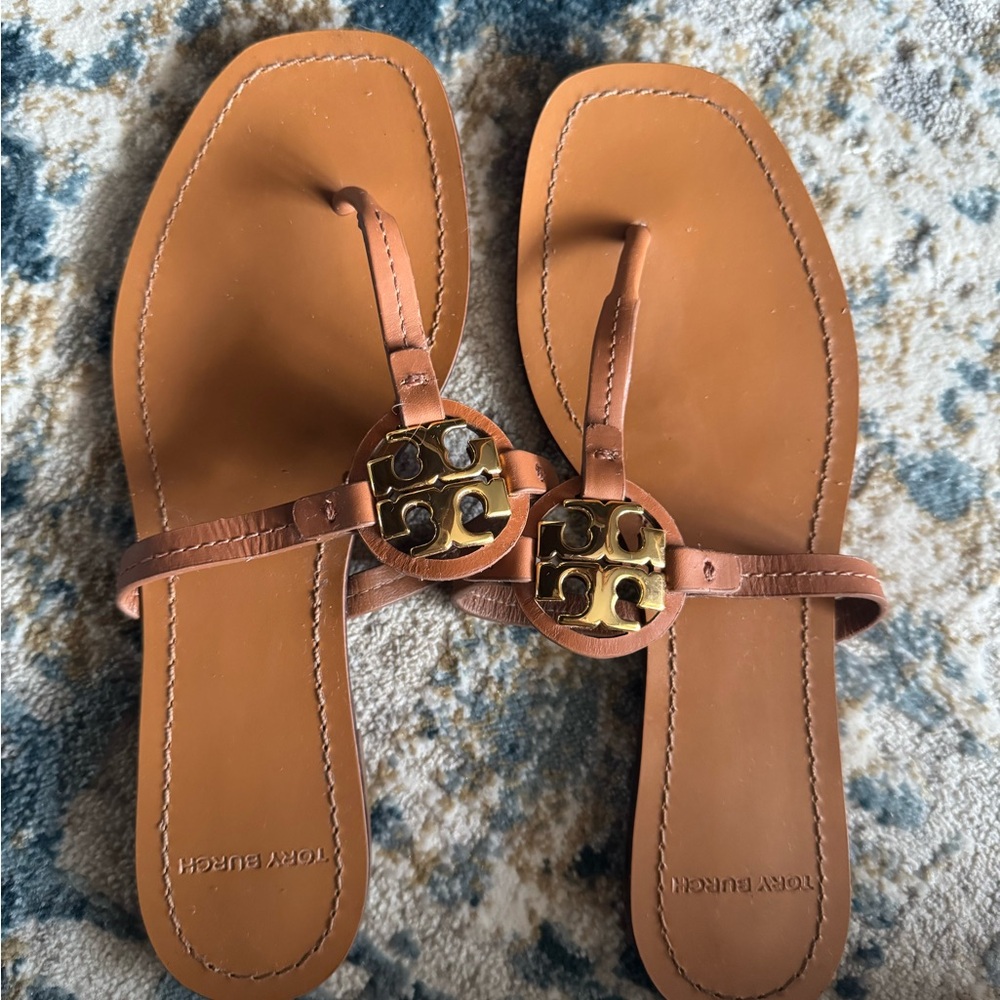 Tory Burch Mini Miller Leather Sandals in Vintage Vachetta